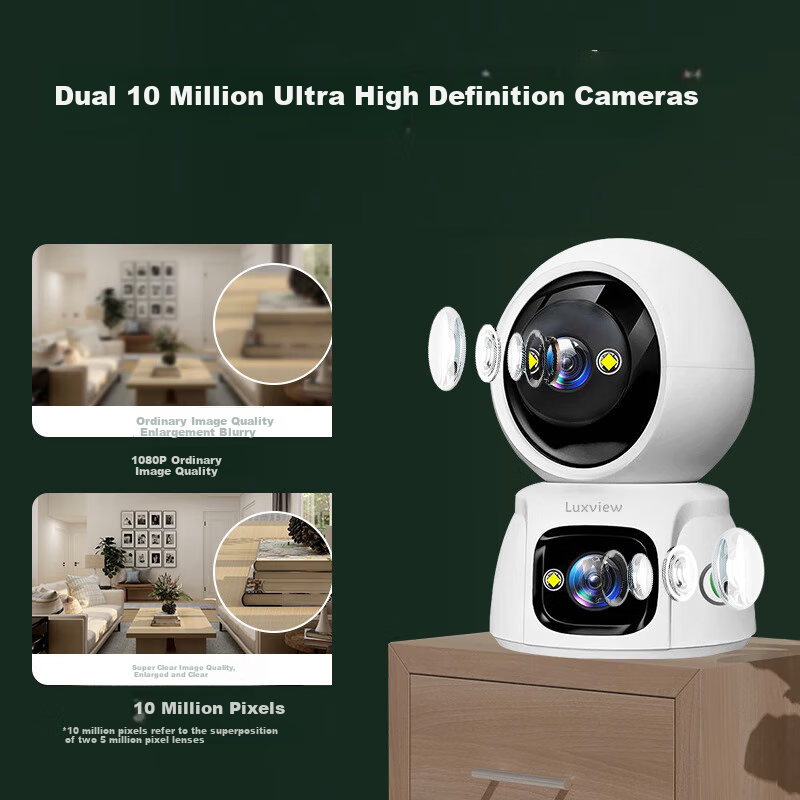 LUXVIEW Dual Camera 10 Million HD Smart Surveillance Camera for Home Wireless Wi...