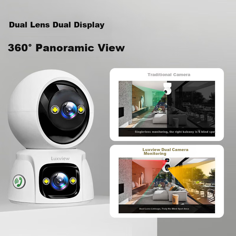 LUXVIEW Dual Camera 10 Million HD Smart Surveillance Camera for Home Wireless Wi...