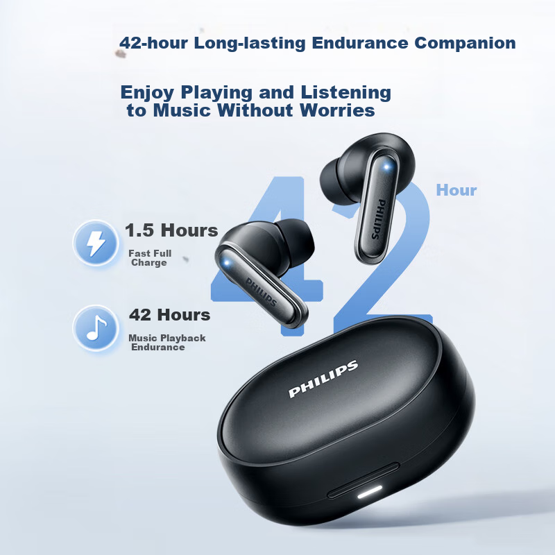 PHILIPS True Wireless Bluetooth Earbuds with Active Noise Cancelling, In-Ear Mus...