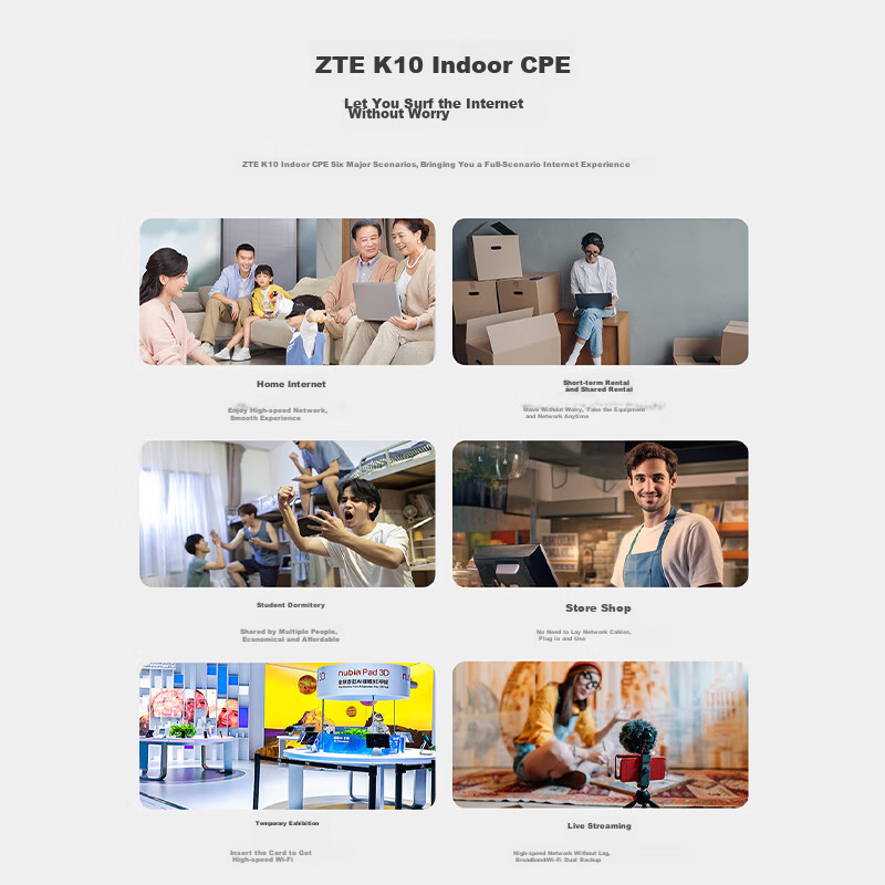 ZTE 4G CPE Wireless SIM-Free Tri-Network Switching Router, All-Network Compatibl...