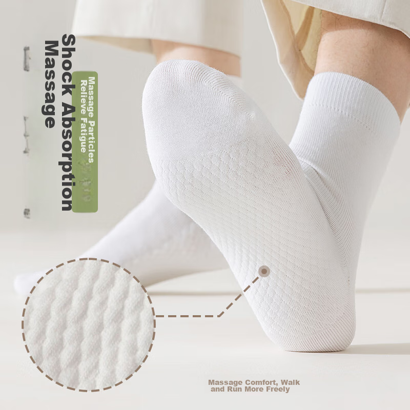 Maoren 5 Pairs of Men's Socks, 100% Pure Cotton Mid-Calf Socks, Summer Sports Sw...