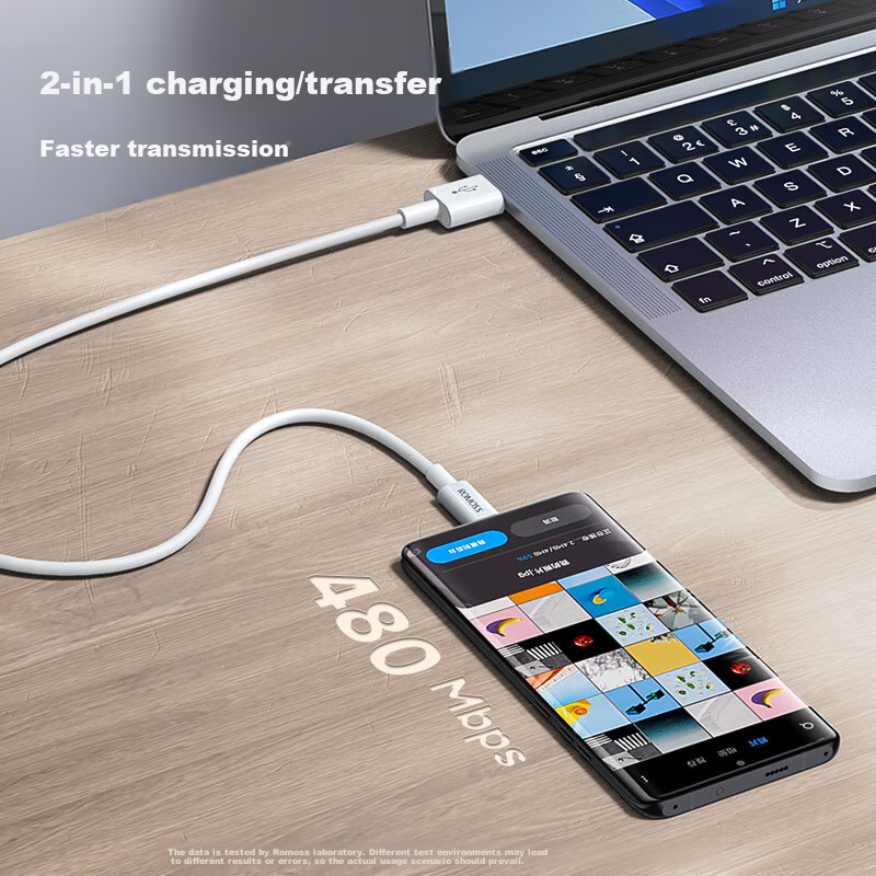 ROMOSS Type-C Data Cable, 6A Super Fast Charging 100W/66W, Suitable for Huawei C...