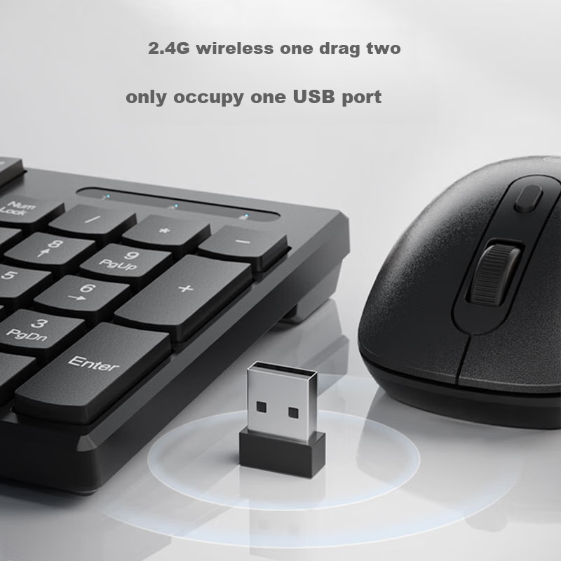 Jingzao S1 Wireless Keyboard and Mouse Set, Thin and Portable Full-size Office L...