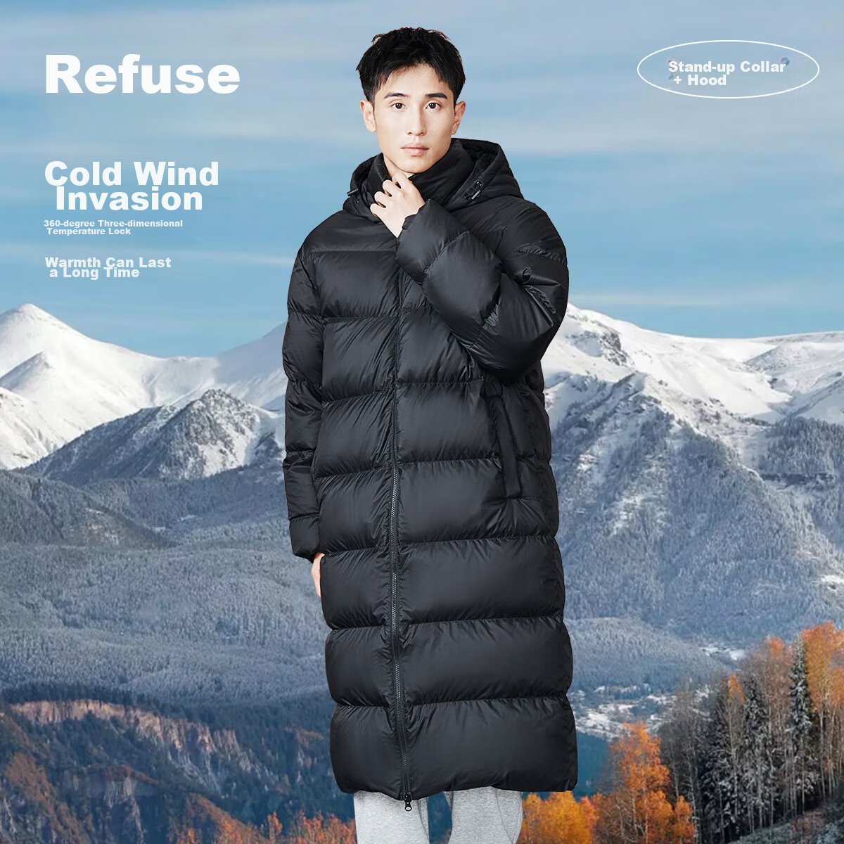Zhunzhe down Jacket for Men And Women, Long Style, Winter Warmth, Windproof, Whi...