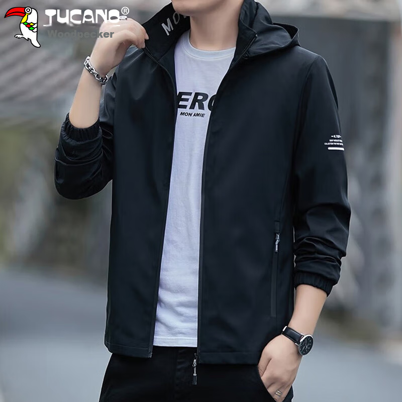 TUCANO Jacket for Men, Spring And Autumn Hooded Coat, Business Casual Loose Outd...