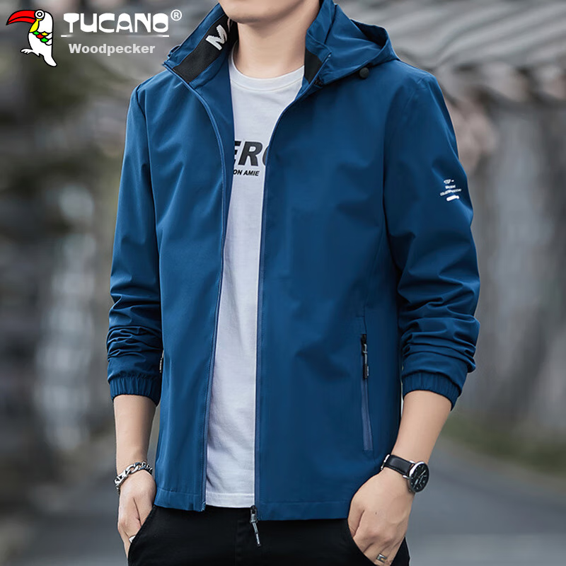 TUCANO Jacket for Men, Spring And Autumn Hooded Coat, Business Casual Loose Outd...