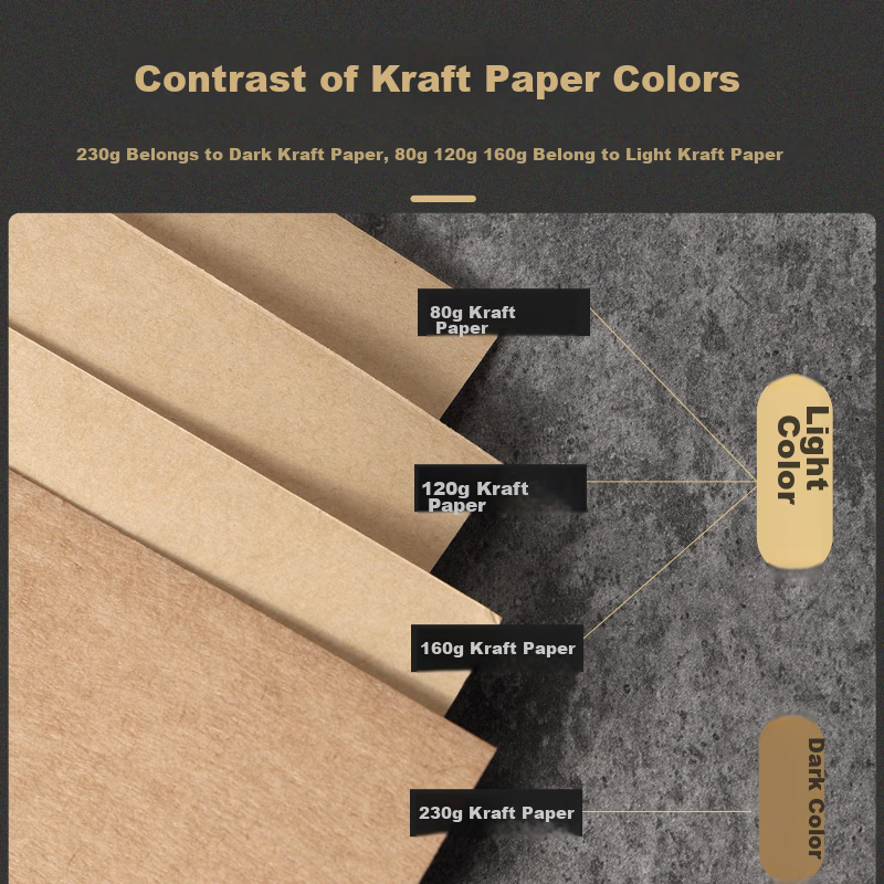 Elifo 100 Sheets A4 Kraft Paper 80g Kraft Printing Paper Kraft Voucher Cover Pap...