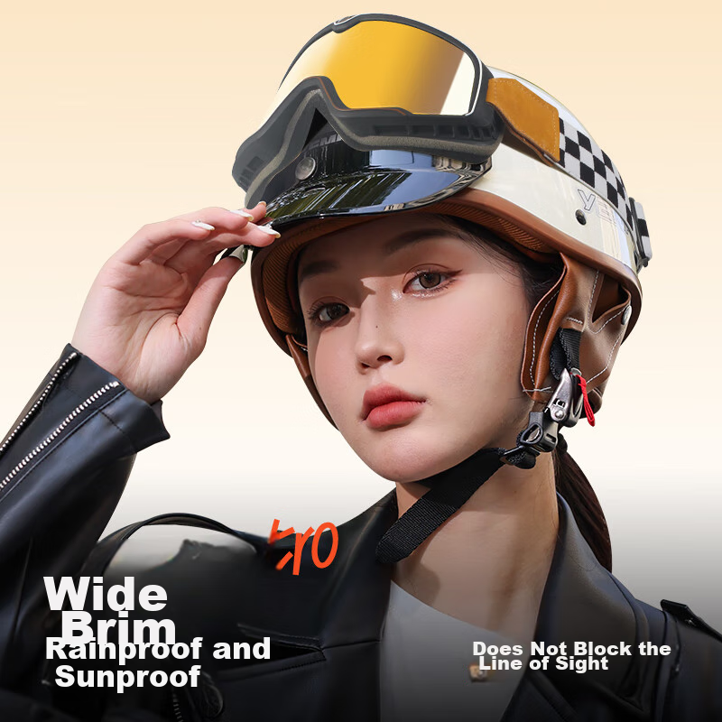 Yemao Helmet, 3C Certified, New National Standard A-Class, Retro Stylish Half He...