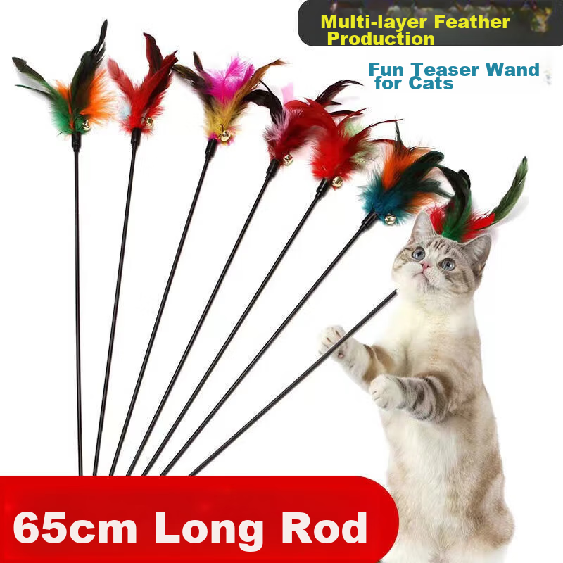 Youfanmeng Cat Toy Teaser Wand, Kitten Feather Bell, Three Pieces Self-Entertain...