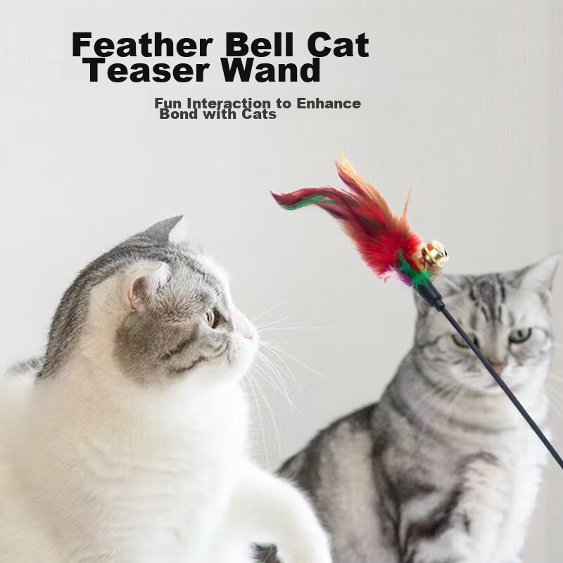 Youfanmeng Cat Toy Teaser Wand, Kitten Feather Bell, Three Pieces Self-Entertain...