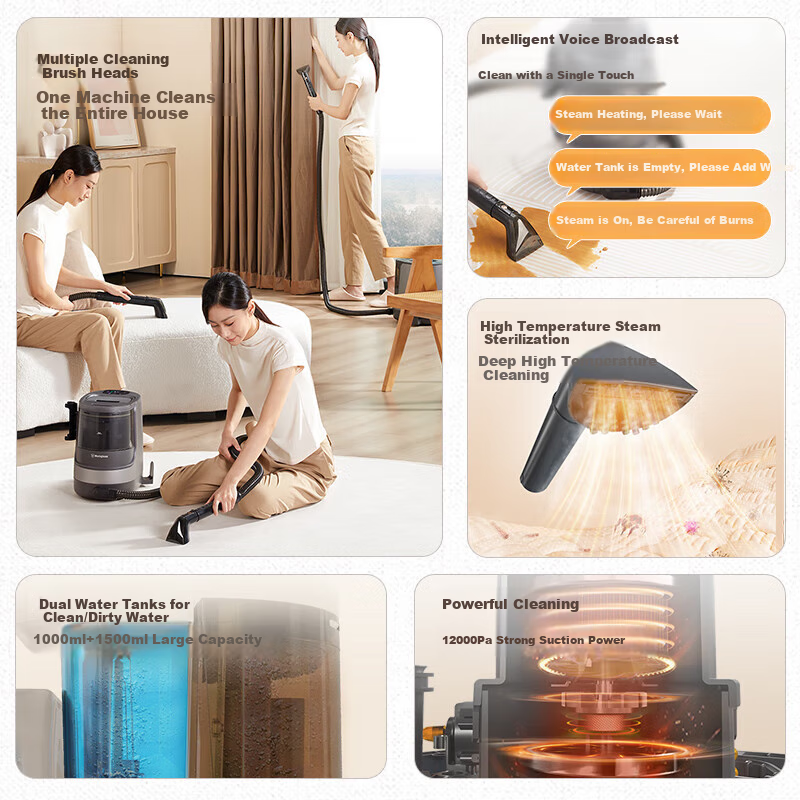 Westinghouse Fabric Steam Cleaner High Temperature Steam Spray Suction Integrate...