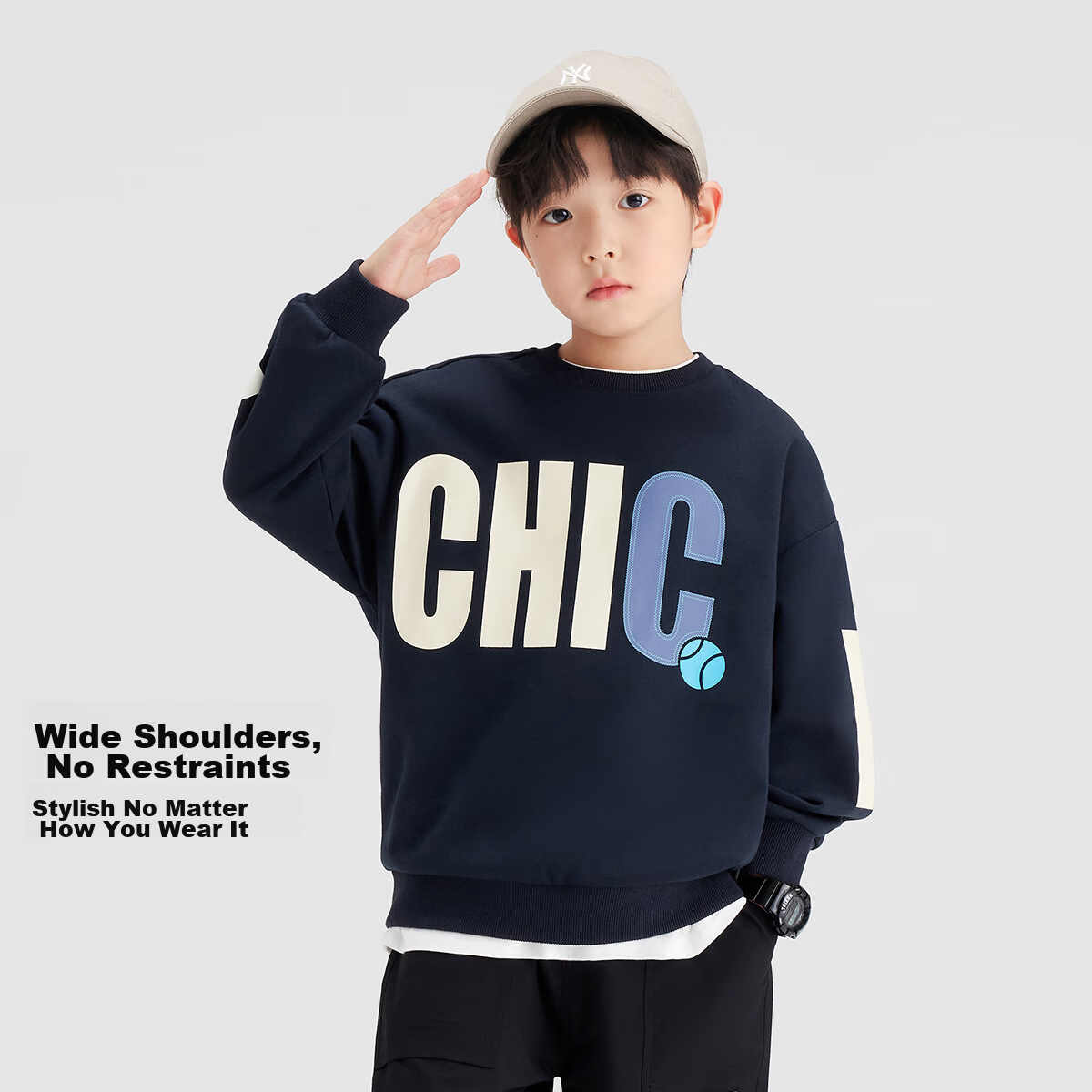 Zuoxi Boys' Sweatshirt, Stylish Spring Outfit 2025 New Style, Children's Top, Bi...