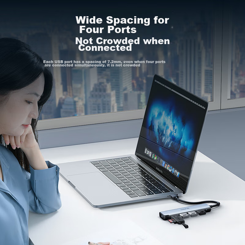 Lvjuneng USB3.0 Hub Expansion Dock, 4-Port High-Speed Hub, Laptop Multi-Port Ada...