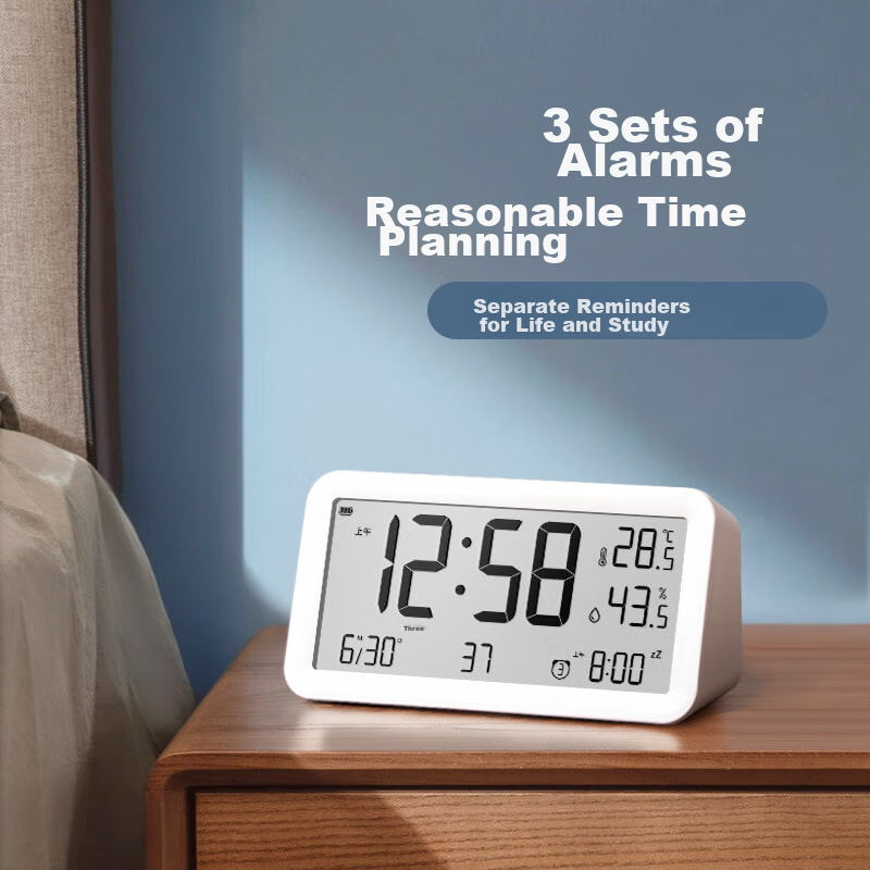 Mashi Alarm Clock, Student Thermometer And Hygrometer, Large Screen, Rechargeabl...