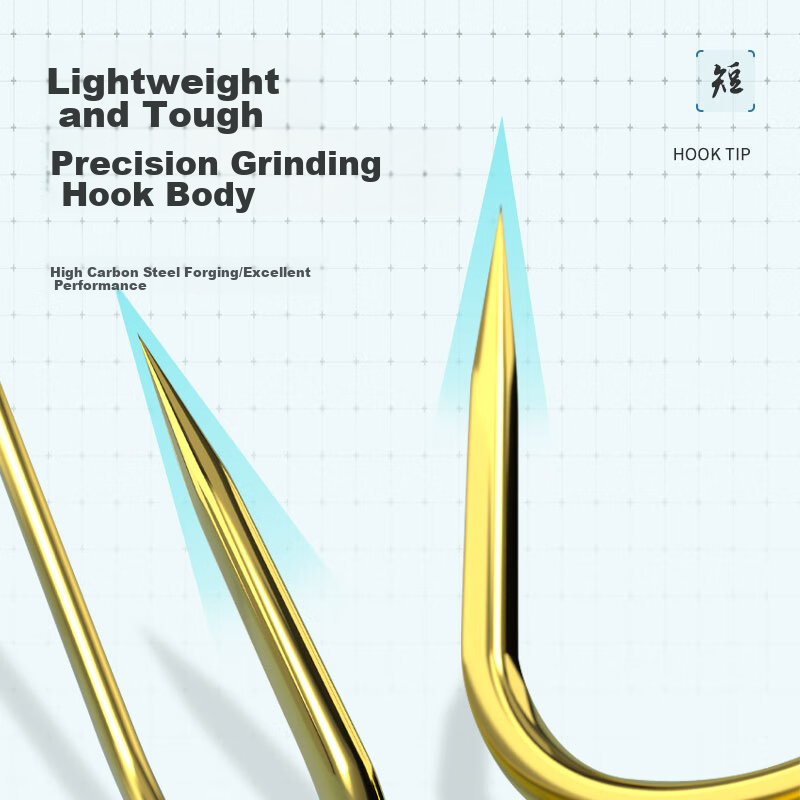 Folk artisans' pre-tied short line with double hooks, fishing bait set, golden s...