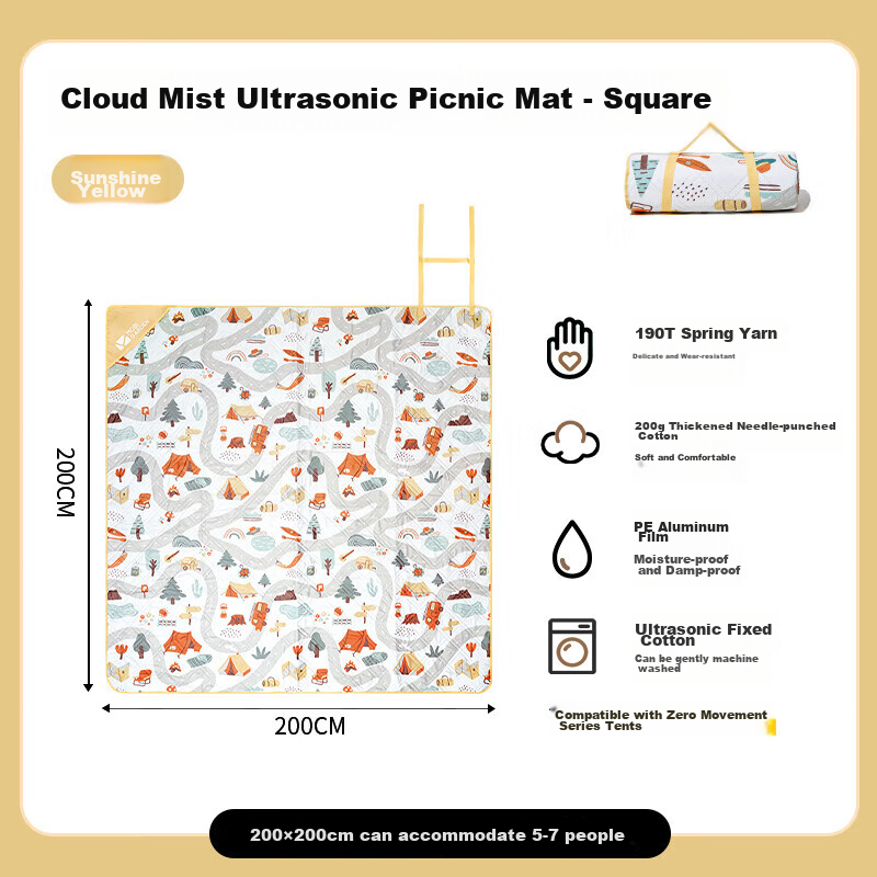 MOBIGARDEN Picnic Mat, Outdoor Camping Park Picnic Machine Washable Portable Moi...