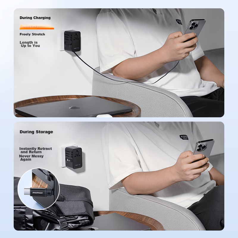 Momi Shi [70W Built-In Cable] Global Universal Adapter Travel Socket / Internati...