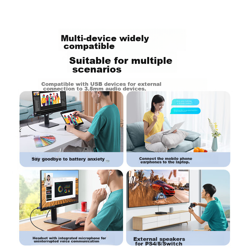 Lulian USB to 3.5mm External Sound Card, Headphone And Microphone Two-In Convert...