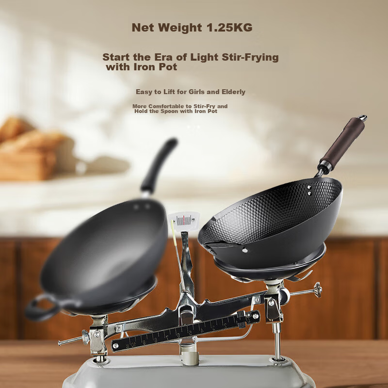 MeiLing Iron Wok, Stir-Fry Pan for Home Use, Extreme Iron Pan, Flat Bottom, Non-...