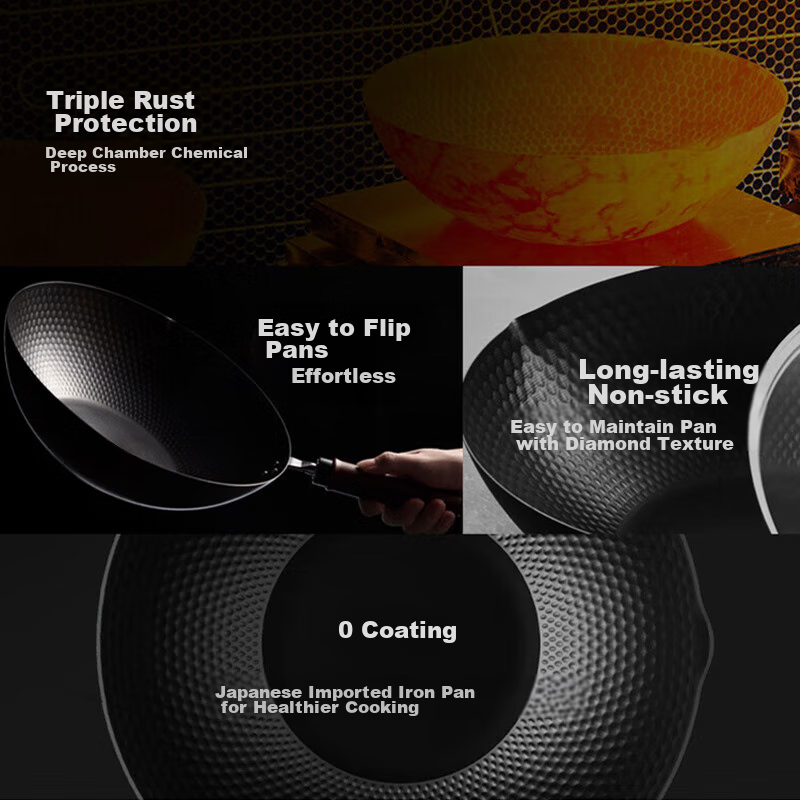 MeiLing Iron Wok, Stir-Fry Pan for Home Use, Extreme Iron Pan, Flat Bottom, Non-...