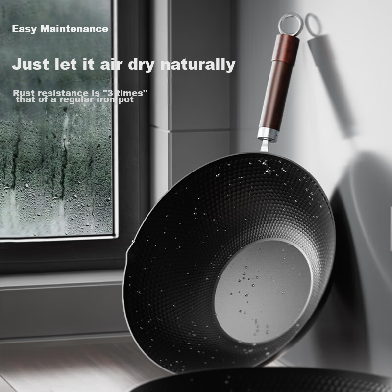 MeiLing Iron Wok, Stir-Fry Pan for Home Use, Extreme Iron Pan, Flat Bottom, Non-...