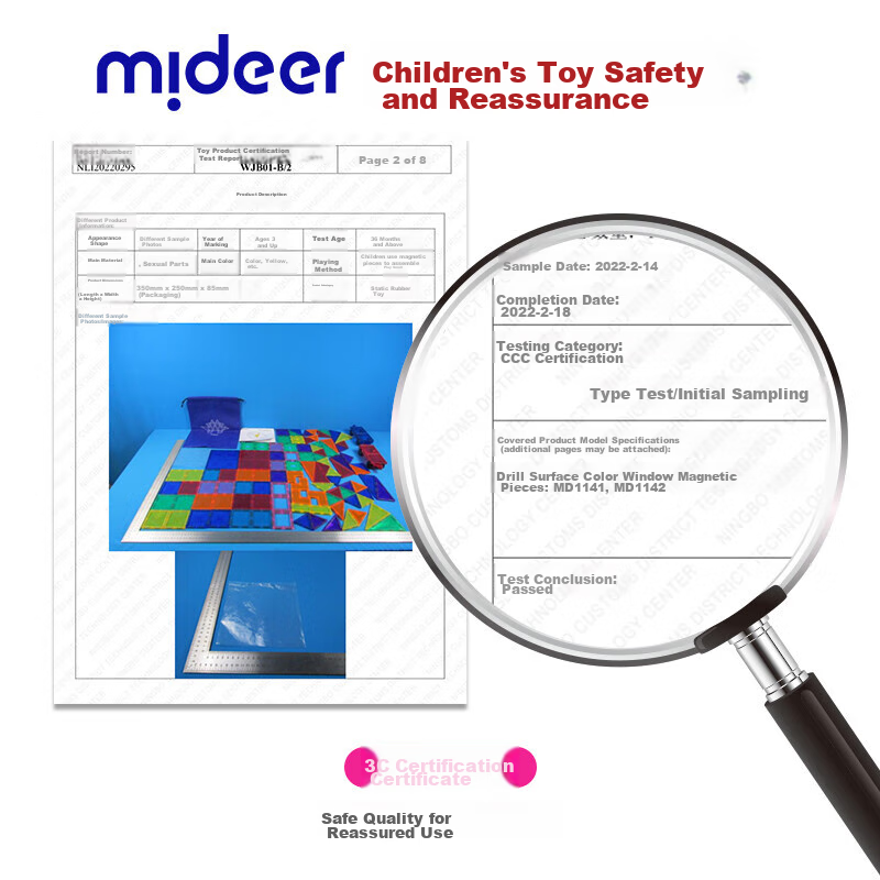 MiDeer Children's Diamond Pattern Colored Window Magnetic Building Blocks Toy, 4...