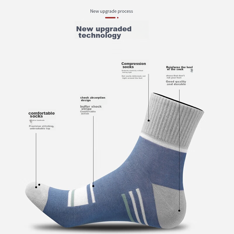 Mianshisan Men's Socks [100% Pure Cotton, Odor-Resistant, Antibacterial] Mid-Cal...