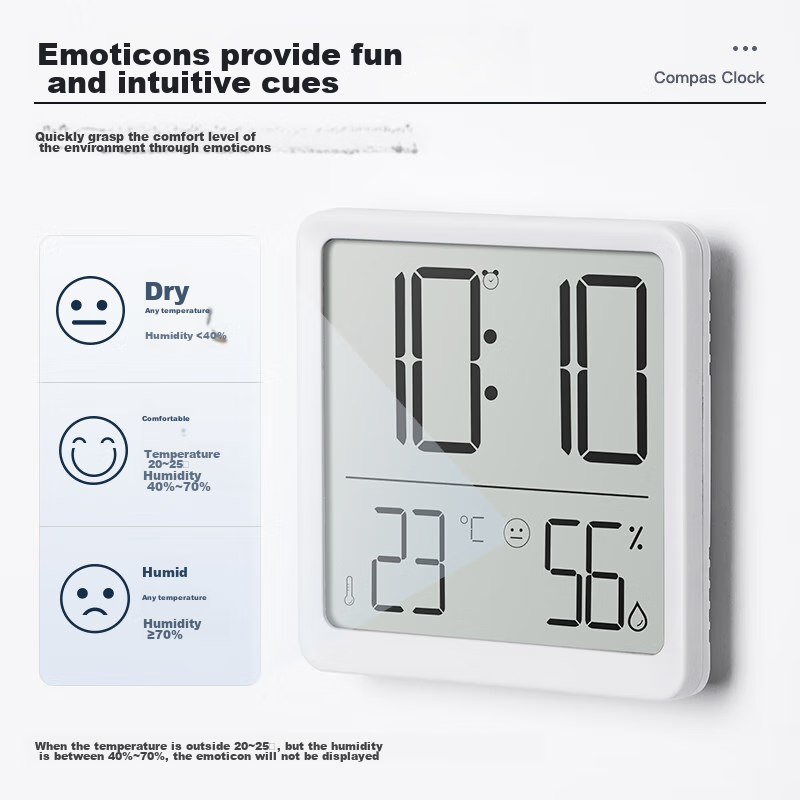 Compas Thermometer And Hygrometer, Indoor Alarm Clock, Temperature Gauge, Baby R...