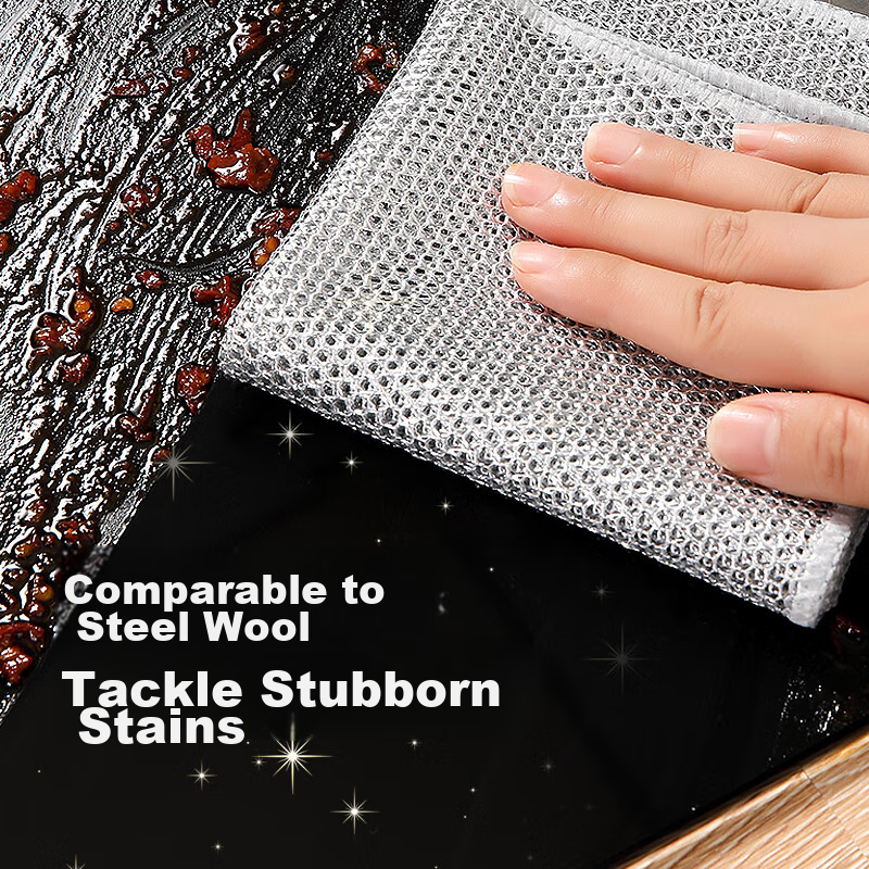 Meiliya Steel Wire Cleaning Cloth 5-Pack, Kitchen Alternative to Steel Wool, Dou...