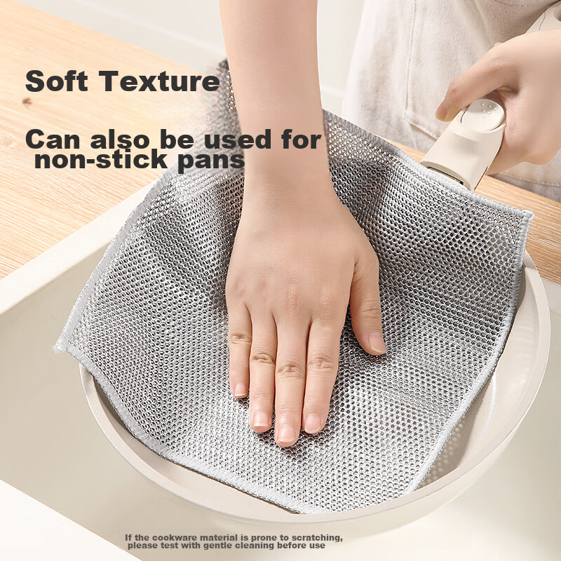 Meiliya Steel Wire Cleaning Cloth 5-Pack, Kitchen Alternative to Steel Wool, Dou...