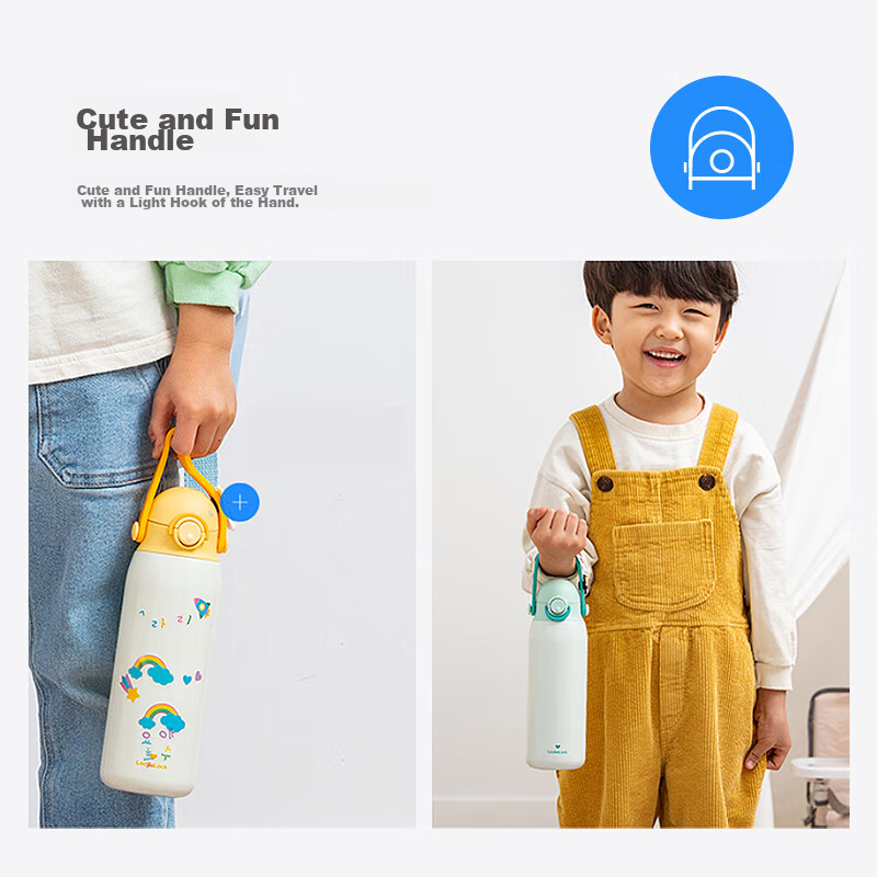 LOCK&LOCK Children's Insulated Cup, 316 Stainless Steel Water Bottle, Direct Dri...