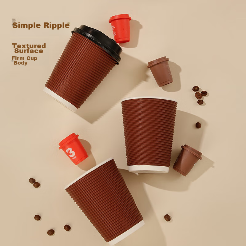 Youao Disposable Coffee Cups with Lids, Large Size, 30 Sets * 350ml, Double-Laye...