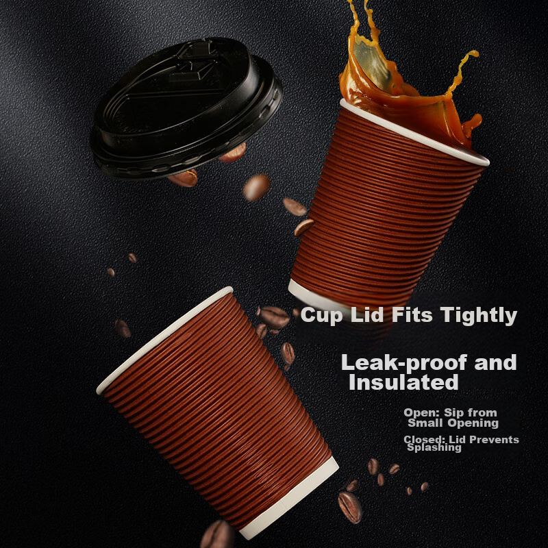 Youao Disposable Coffee Cups with Lids, Large Size, 30 Sets * 350ml, Double-Laye...