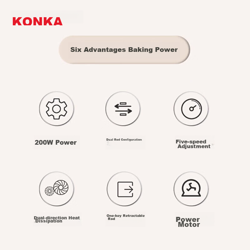 KONKA Electric Egg Beater, Household Hand Mixer, Cream Whipper Mini, Handheld Ba...