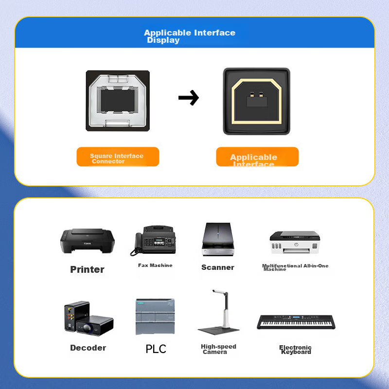 Jinghua USB2.0 High-Speed Printing Cable, Computer AM/BM Square Port to Printer...