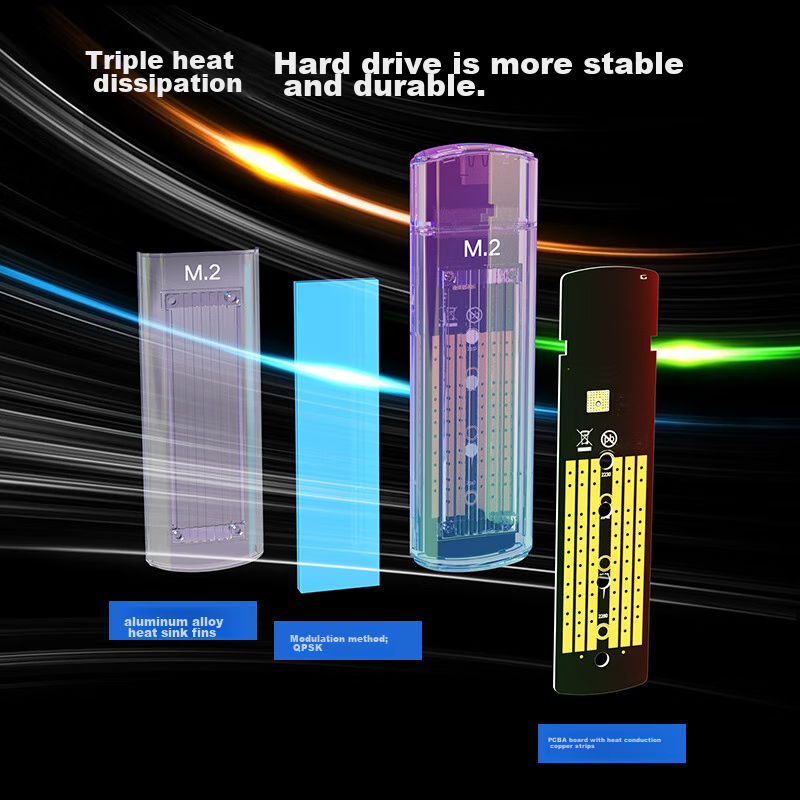 Netac M.2 NVMe/SATA Dual-Protocol External Hard Drive Enclosure, USB3.1 Interfac...