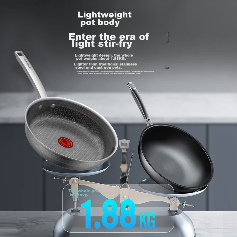 Kangbahe Sixth Generation Non-Stick Pan, Antibacterial Stainless Steel Flat Bott...