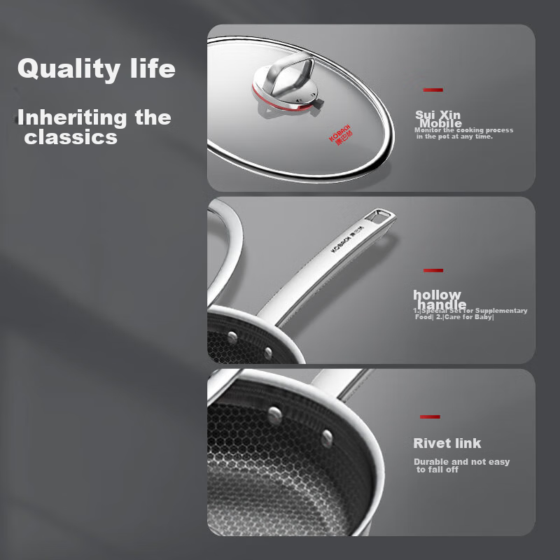 Kangbahe Sixth Generation Non-Stick Pan, Antibacterial Stainless Steel Flat Bott...