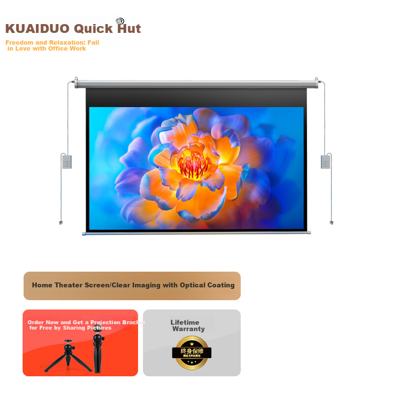 KUAIDUOXIAOWU Electric Motorized Projector Screen Aviation Dual Socket 84 Inch 1...
