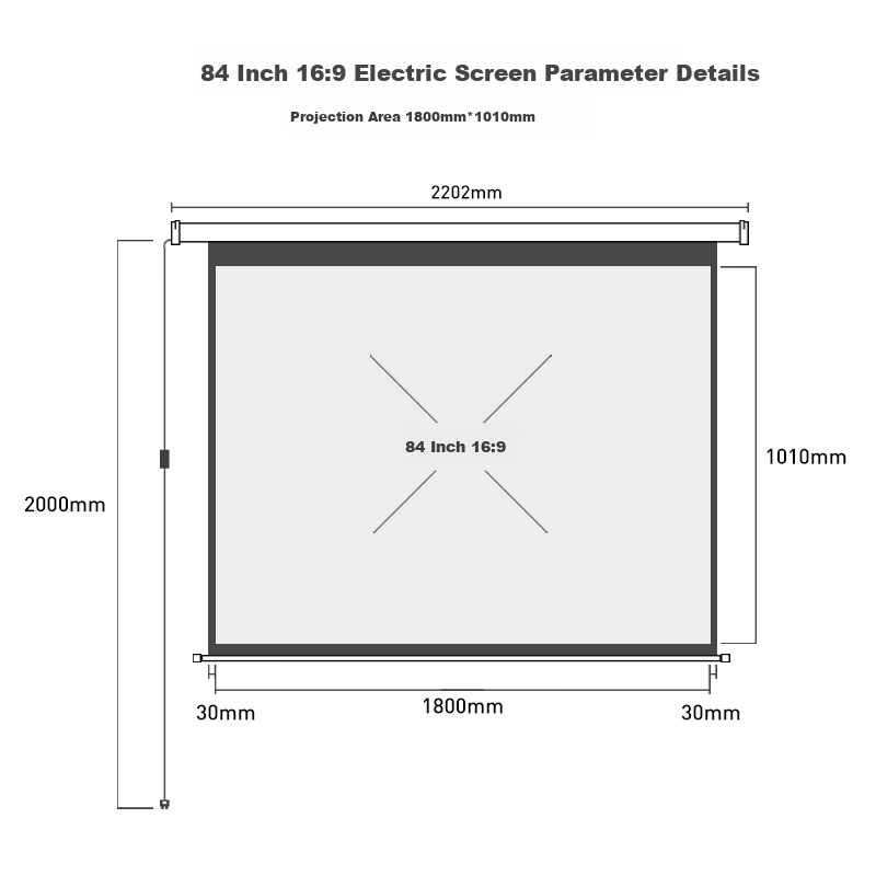 KUAIDUOXIAOWU Electric Motorized Projector Screen Aviation Dual Socket 84 Inch 1...