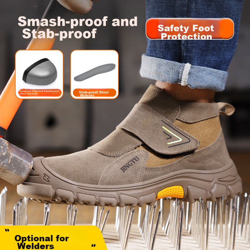 Jingtu Welding Safety Shoes for Men, Steel Toe Cap, Puncture-Resistant, Winter W...