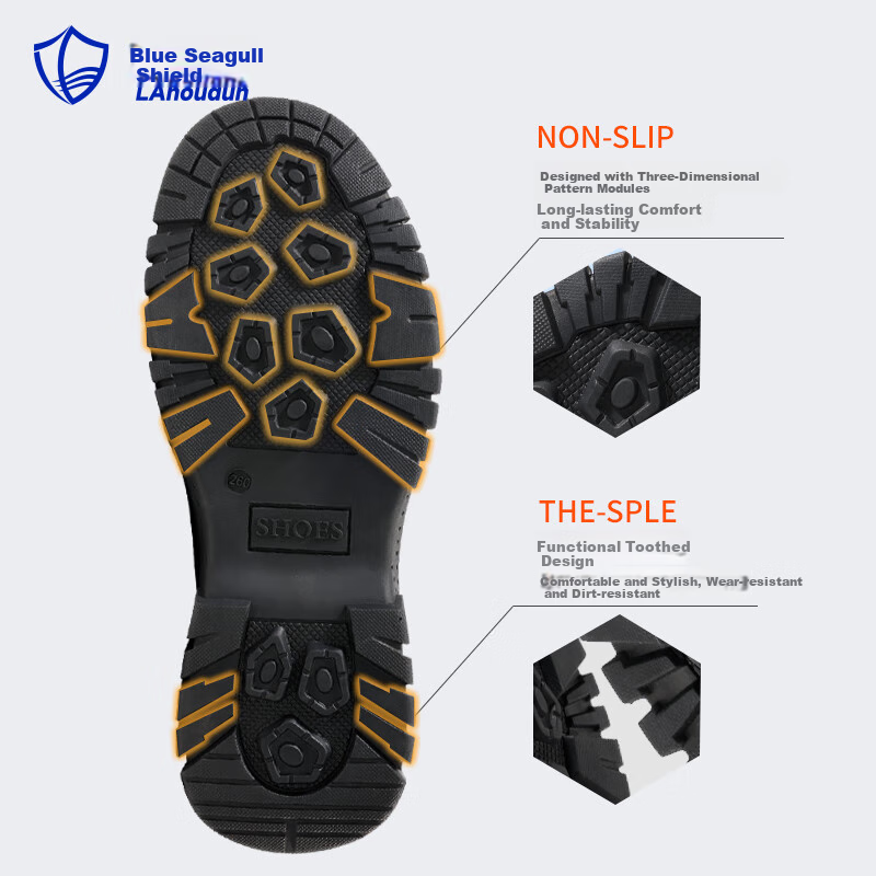 Blue Seagull Shield Men's Wear-Resistant Anti-Slip Anti-Smashing Steel Toe Anti-...