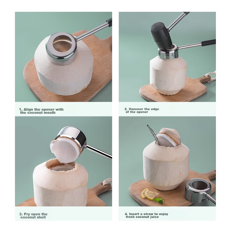 Jekero Coconut Opener [3-Piece Set], Coconut Opener Tool, Coconut Opening Kit