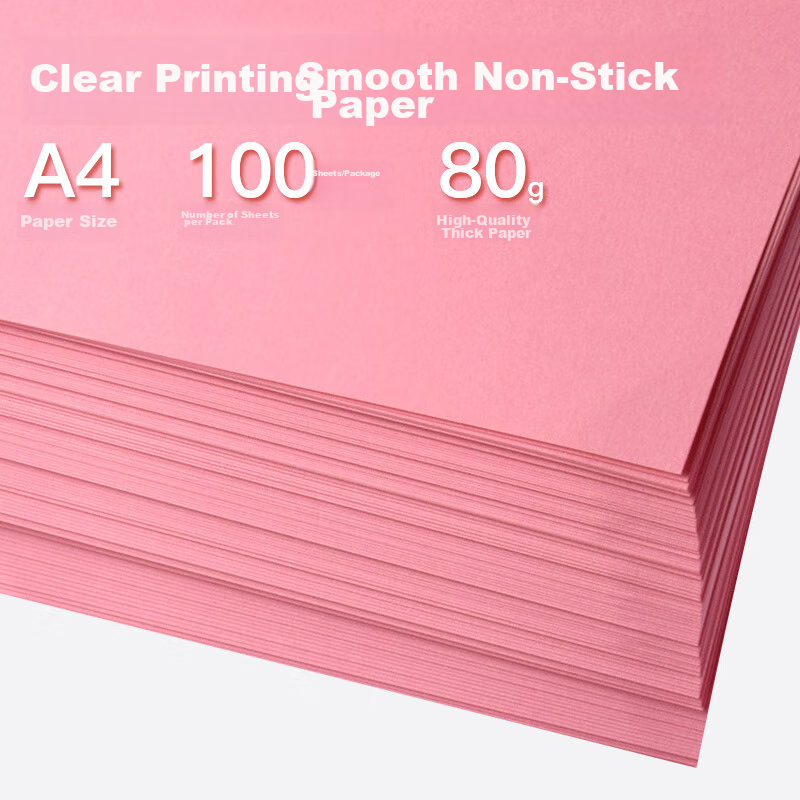 KAISA A4/100 Sheets Light Pink Copy Paper, 80g Office Colored Printing Paper, Do...