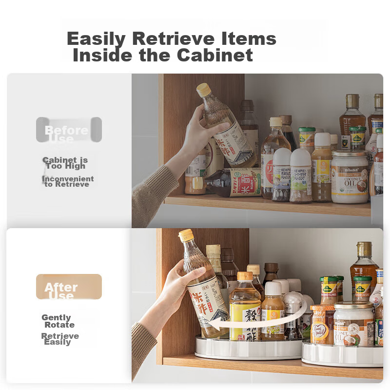 Lazy Corner Rotating Spice Rack Kitchen Storage Rack Seasoning Tray Multi-functi...