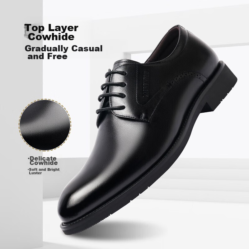 LAORENTOU Men's Leather Shoes, Business Formal Shoes, Top-Grain Cowhide, Breatha...