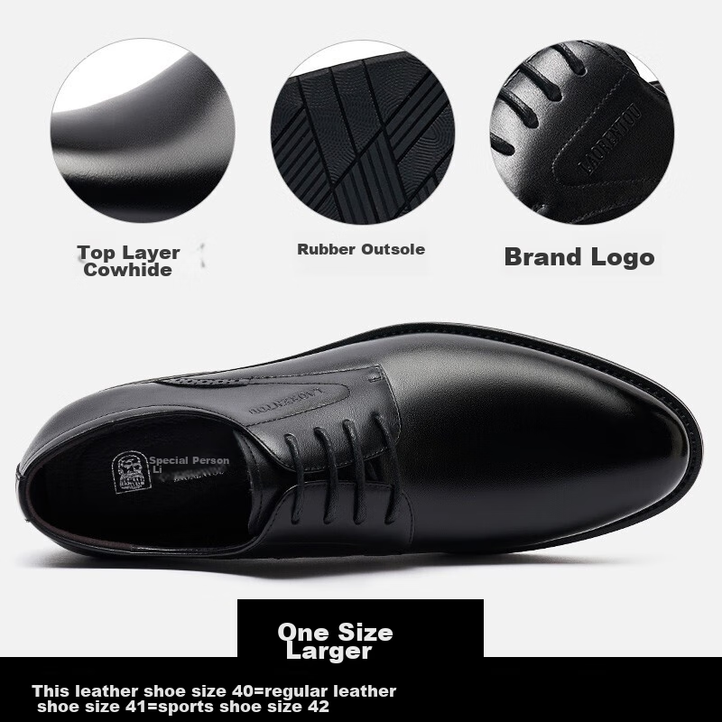 LAORENTOU Men's Leather Shoes, Business Formal Shoes, Top-Grain Cowhide, Breatha...