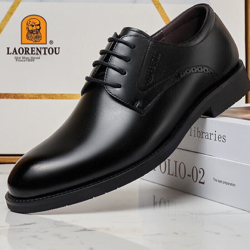 LAORENTOU Men's Leather Shoes, Business Formal Shoes, Top-Grain Cowhide, Breatha...