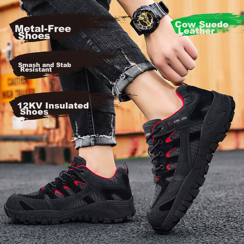 Langmen Safety Shoes for Men with Steel Toe Cap, Anti-Smashing, Puncture-Resista...