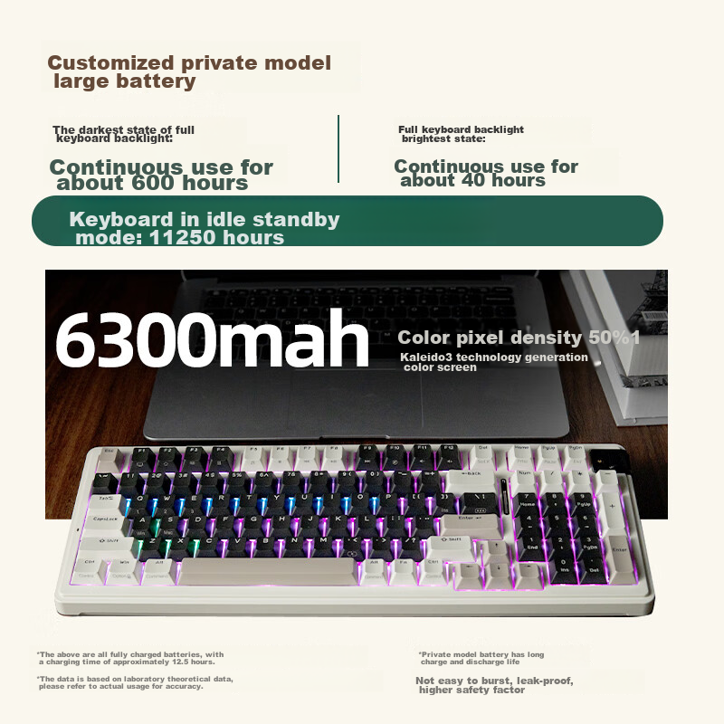 KZZI K98 Tri-Mode Mechanical Keyboard, Wireless 2.4G Bluetooth Wired, 98 Keys, R...